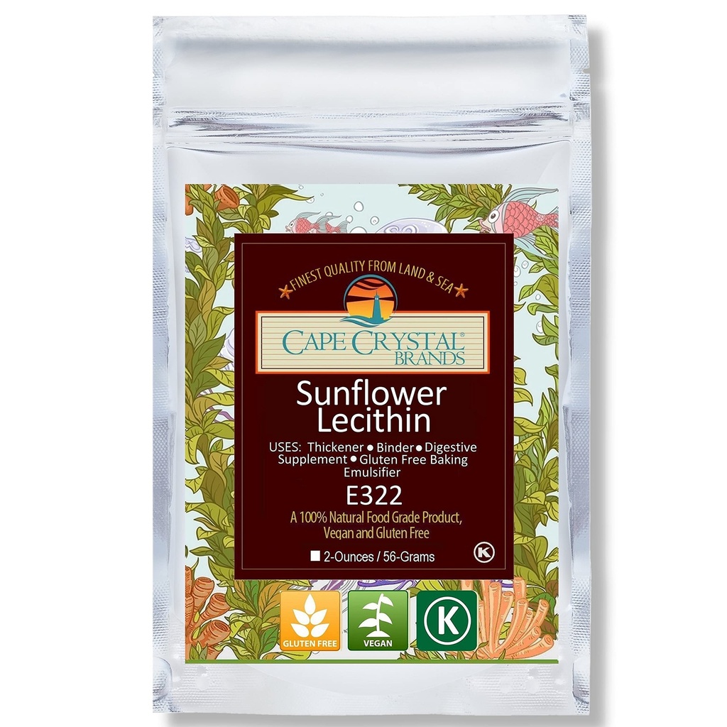 Cape Crystal Sunflower Lécithine poudre 100% naturelle et sans gluten. C'est l'alternative Vegan, non-OGM à Soy Lécithine poudre (2-oz.)