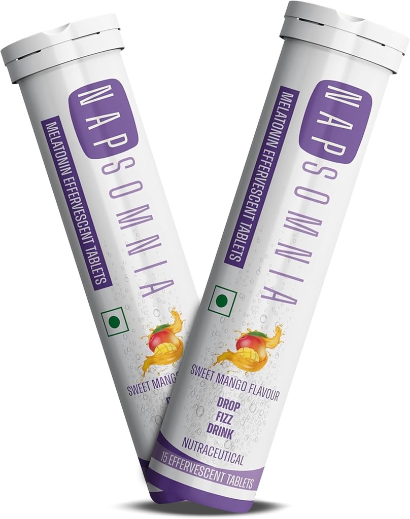 Melatonin Effervescent Tablets (Sweet Mango, 30 Count) – Lösungsfähige Melatonin Kapseln w/ L-Theanin, Kamille, &amp; mehr - Schlafhilfe-Ergänzung für Erwachsene - Vegan, Non GMO Melatonin Supplement
