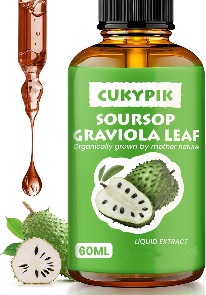 Suppléments minéraux Sourop Graviola Extrait de feuille liquide goutte plus pure botanique pour le soutien cellulaire, Zzz & Antioxydant - Sourop Bitters liquide, 2-4 mois d'approvisionnement, 2 Fl Oz