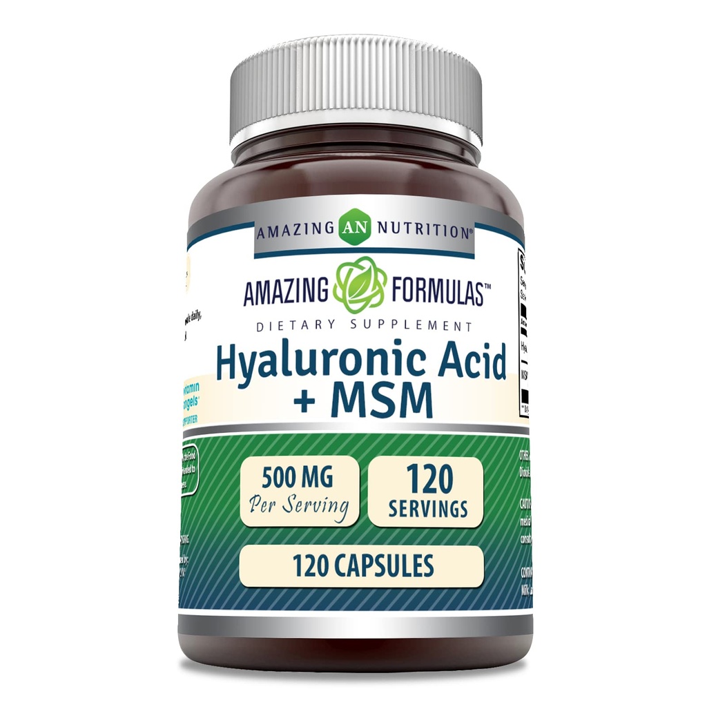 Erstaunliche Formeln Hyaluronsäure & MSM Supplement | 500 Mg | 120 Kapseln | Non-GMO | Gluten-Free | Made in USA