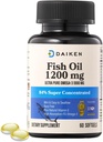 DAIKEN Mini Fish Oil 1200 mg, rTG Omega 3 1000mg, 60 Softgels, hohe Absorption & Burpless Fischöl für gesundes Herz, Gehirn und trockene Augen Unterstützung