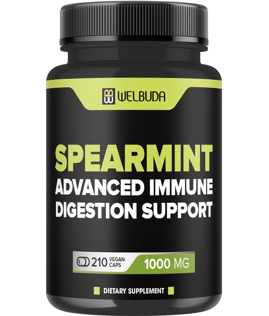 210 Kapseln - Spearmint Supplement mit Olivenöl Blatt, Ginger Root, Schwarzer Pfeffer &amp; Mehr - Kombinierte Formel für Verdauungsgesundheit, Atmungsgesundheit, Immunität & Positive Stimmungsunterstützung