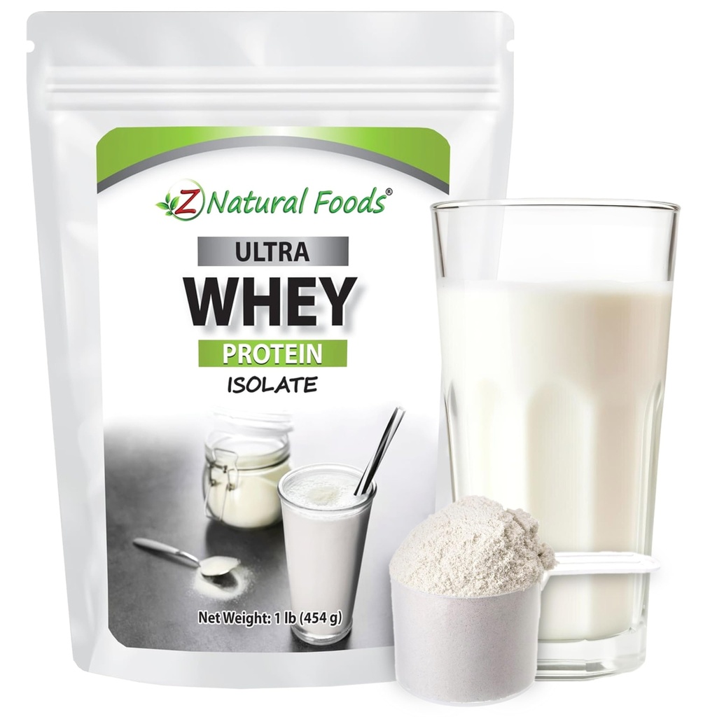 Z Natural Foods Ultra Whey Protein Isolate Powder - Reines, Unflavored, Unsweetened Whey Protein Powder - Flavorless Whey Isolate mit Vitalproteinen für Fitness, Sporternährung, Immununterstützung, 1 lb
