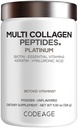 Codeage Multi Collagen für Frauen und Männer Biotin 10000mcg Keratin, Proteinpulver Vitamin C B6 D3, Hyaluronsäure, Niacin - Hydrolysiertes Kollagen Kaffeecreme 5 Arten - Unaromatisiert - Nicht-GVO - 11,5 oz