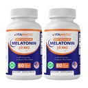 Vitamatic 2-Pack haute puissance Mélatonine 20 mg – 60 comprimés à dissolution rapide Total Soutien de sommeil à action rapide – Fleur de baie naturelle