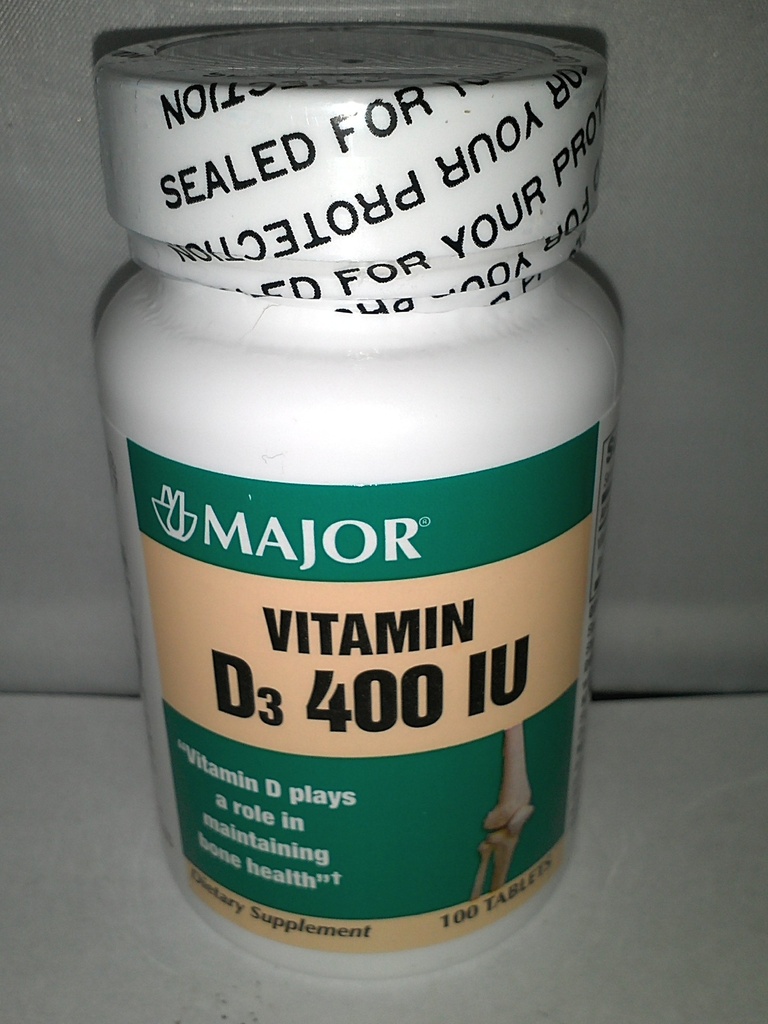 Major Generic Vitamin D3 400 IU Nahrungsergänzungsmittel Knochen Gesundheit 100 Tabletten