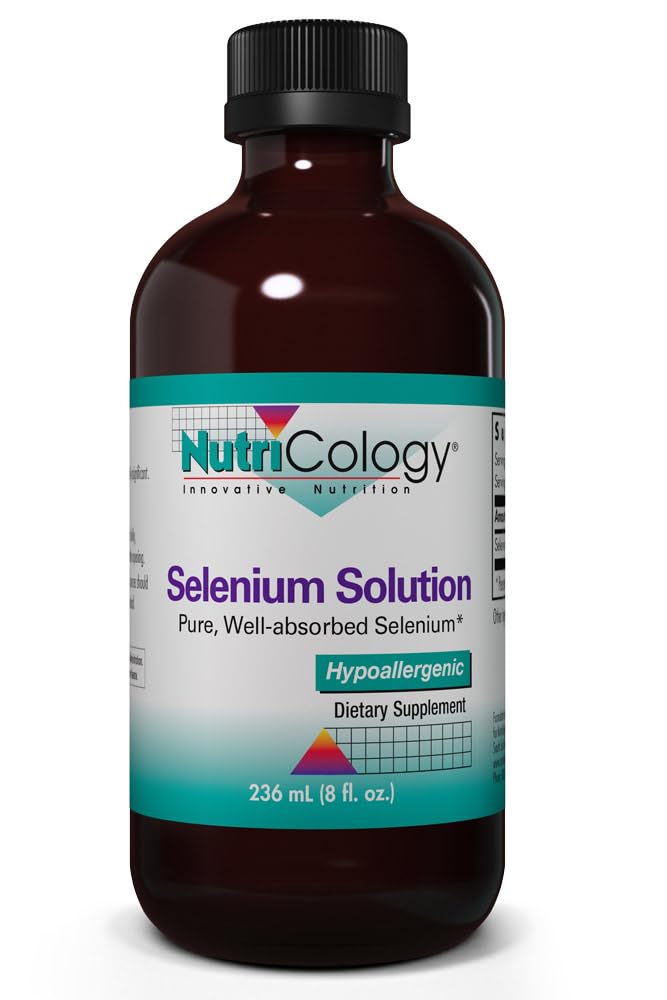 Nutricologie Solution de sélénium - Sélénium bien absorbé liquide, sélénite de sodium pur, support thyroïdien, antioxydants, supplément de 100 mcg, hypoallergénique - 8 Fl Oz