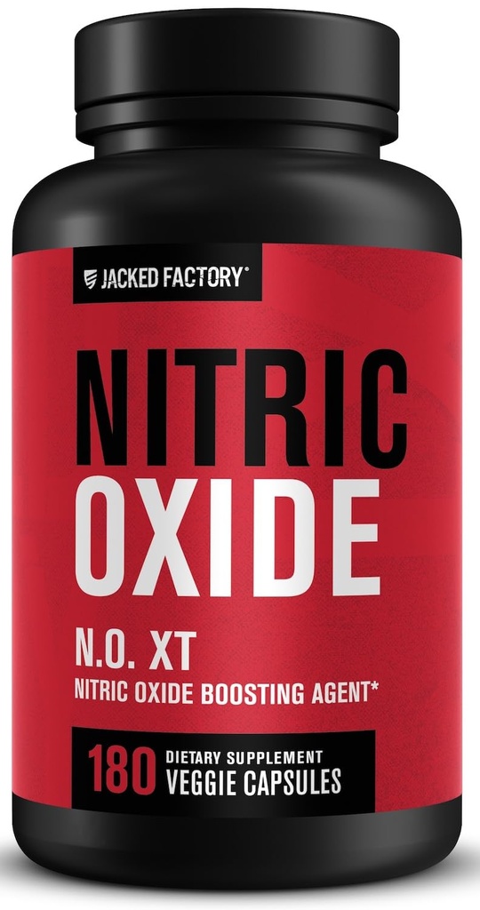 Jacked Factory N.O. XT Nitric Oxid Ergänzungen für Männer w/Nitrosigine L Arginine L Citrulline Ergänzung für Muskelpumpen & Vascularity - Pre Workout Nitric Oxide Booster & Muskelaufbau - 180 Caps