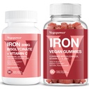 Vegane Eisengummis + Eisen Bisglycinat 30MG | Vegan Eisenergänzung Unterstützung für Blut Gesunde & tägliche Energie für Erwachsene & Kinder - 180 Count