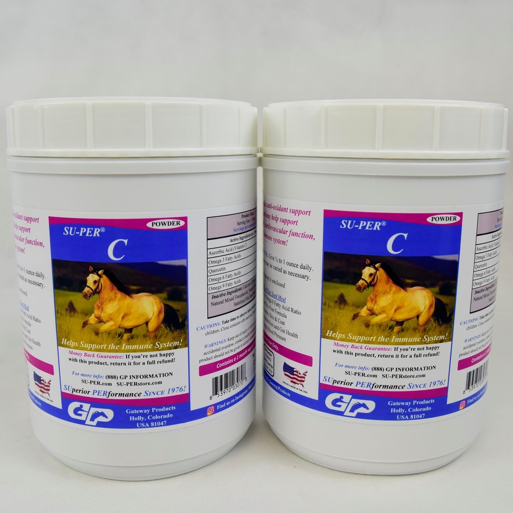 SU-PER C Vitamin C für Pferde - Equine Antioxidans & Immununterstützungsergänzung - Pferde Vitamine & Minerals Supplement - 2,5 Pfund, (2 Packung)
