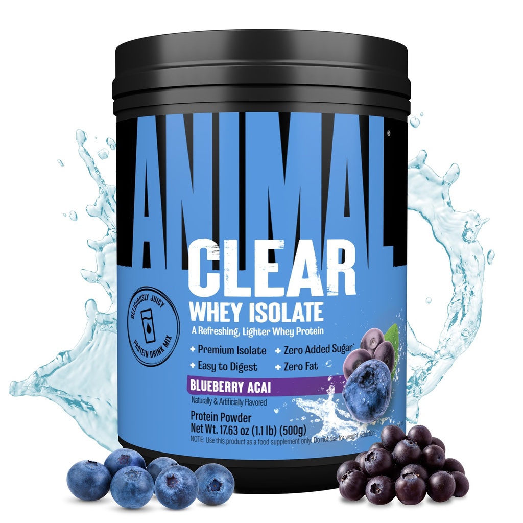 Klares Whey Isolate Protein Pulver - leicht zu digest und mischen, 5g BCAA, Deliciously Juicy, Refreshing jederzeit Getränk für Männer und Frauen, Blueberry Acai 500g (20 Servierungen)