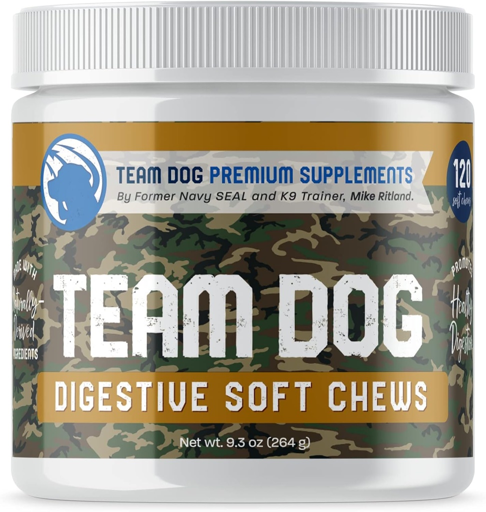 TEAM DOG Probiotic Chews für Hunde | Verdauungsenzyme & Hunde Probiotika für Hefe, juckende Haut und juckende Ohren | für Allergien & Sensitive Stomachs | fördert Verdauungs- und Gutgesundheit für Hunde | 120 Count