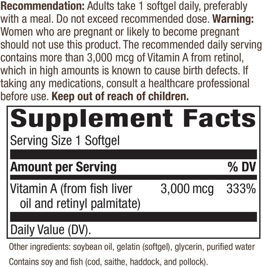 Natur Weg Vitamin A - 10000 IU - 100 Softgels