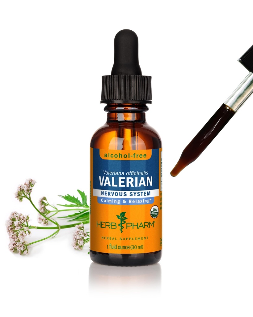 Herb Pharm Organic Valerian Root Liquid Extract, Alkoholfrei: Schlaf &amp; Entspannung, Beruhigende Nacht Schlafunterstützung Ergänzung, Zuckerfreie Kräuterergänzung, 1 Oz