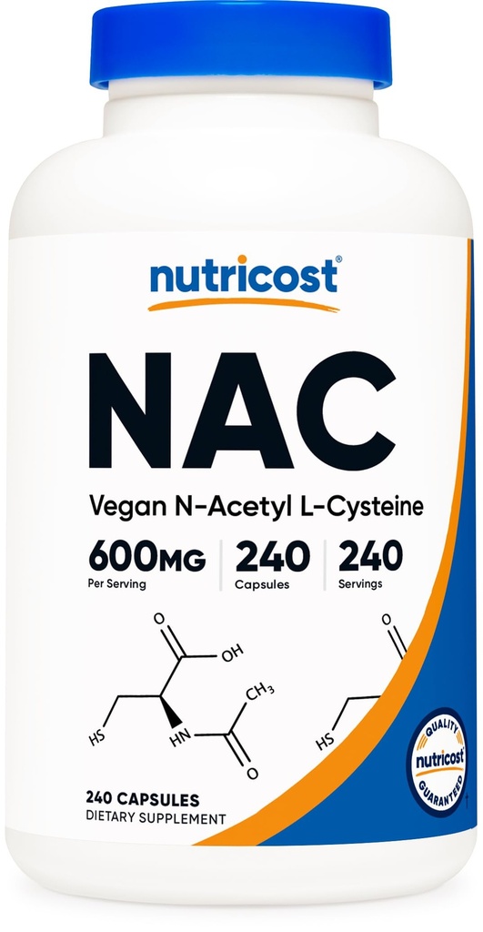 Nutricost N-acétyl L-Cysteine (NAC) 600mg, 240 Capsules végétariennes - Vegan, non-OGM, sans gluten
