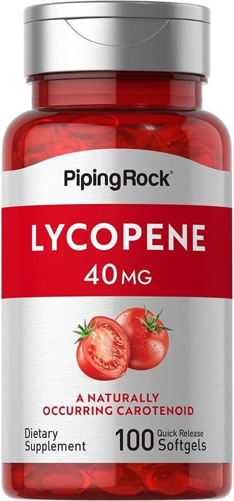 Piping Rock Lycopin Ergänzung | 40mg | 100 Softgels | Carotenoids | Non-GMO, Glutenfrei