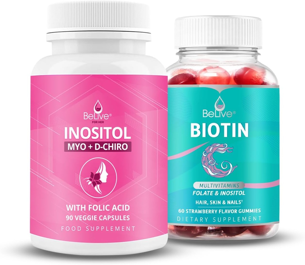 BeLive Womens Favorite Inositol+Biotin für gesündere Haare Haut und Nägel und Hormonelle Gesundheit