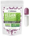 XPRS Nutra Taille 4 Capsules vides - 500 Compter les petites capsules végétales vides - Pilules végétariennes - Garniture de capsules végétales bricolées - Remplir Do-It-Youlf remplissable Caps de légumes pour suppléments (Lavande/Blanc)