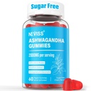 Sugar Free Ashwagandha Gummies - mit Magnesium Glycinate, Rhodiola Rosea, Zink, Zitronenbalsam, B6 - Relaxation Support, Natural Zzz, Stamina, Energie für Herren Frauen - 60 Zähler