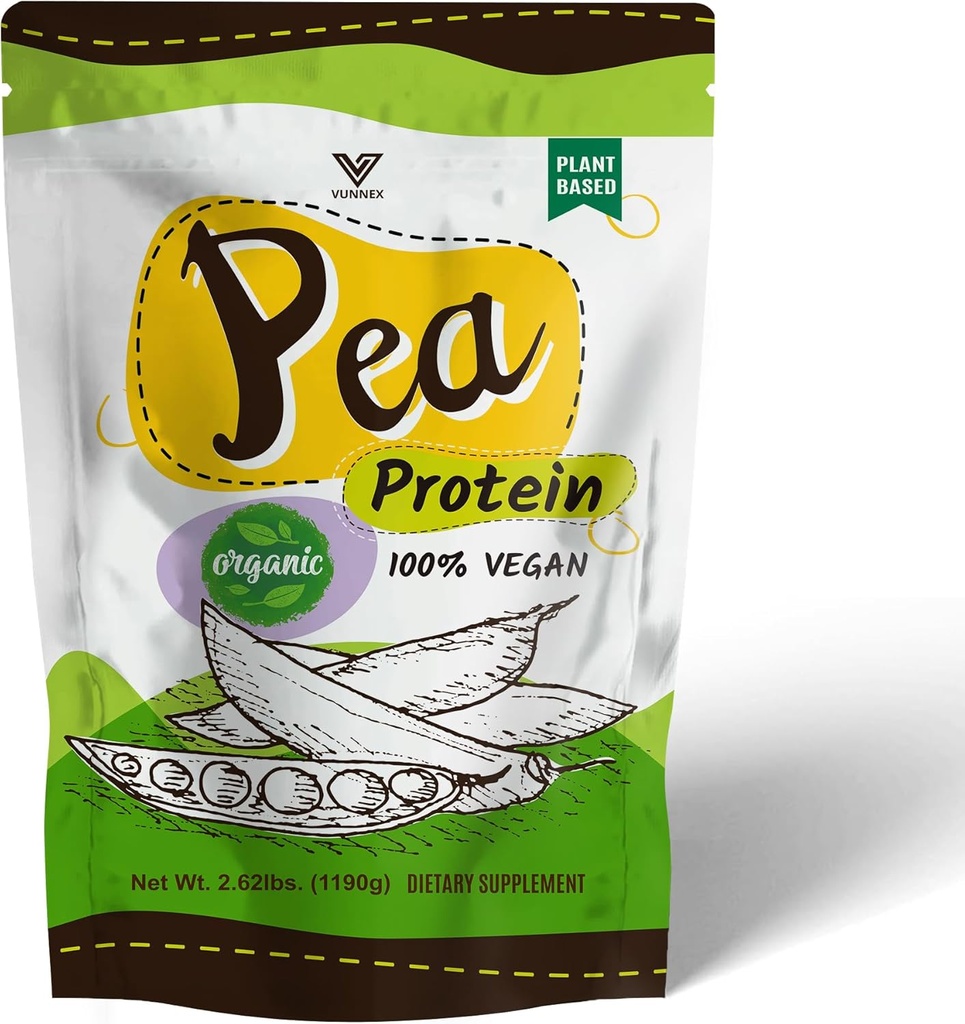 Pflanzenbasiert - 100% reines Bio-hydrolysiertes Pea-Protein-Pulver - Canada Grown Yellow Pea, Vegan Natural Unflavored, Dairy Free, Glutenfrei, Sojafrei, Zuckerfrei, Non-GMO mit BCAA 2.62lb