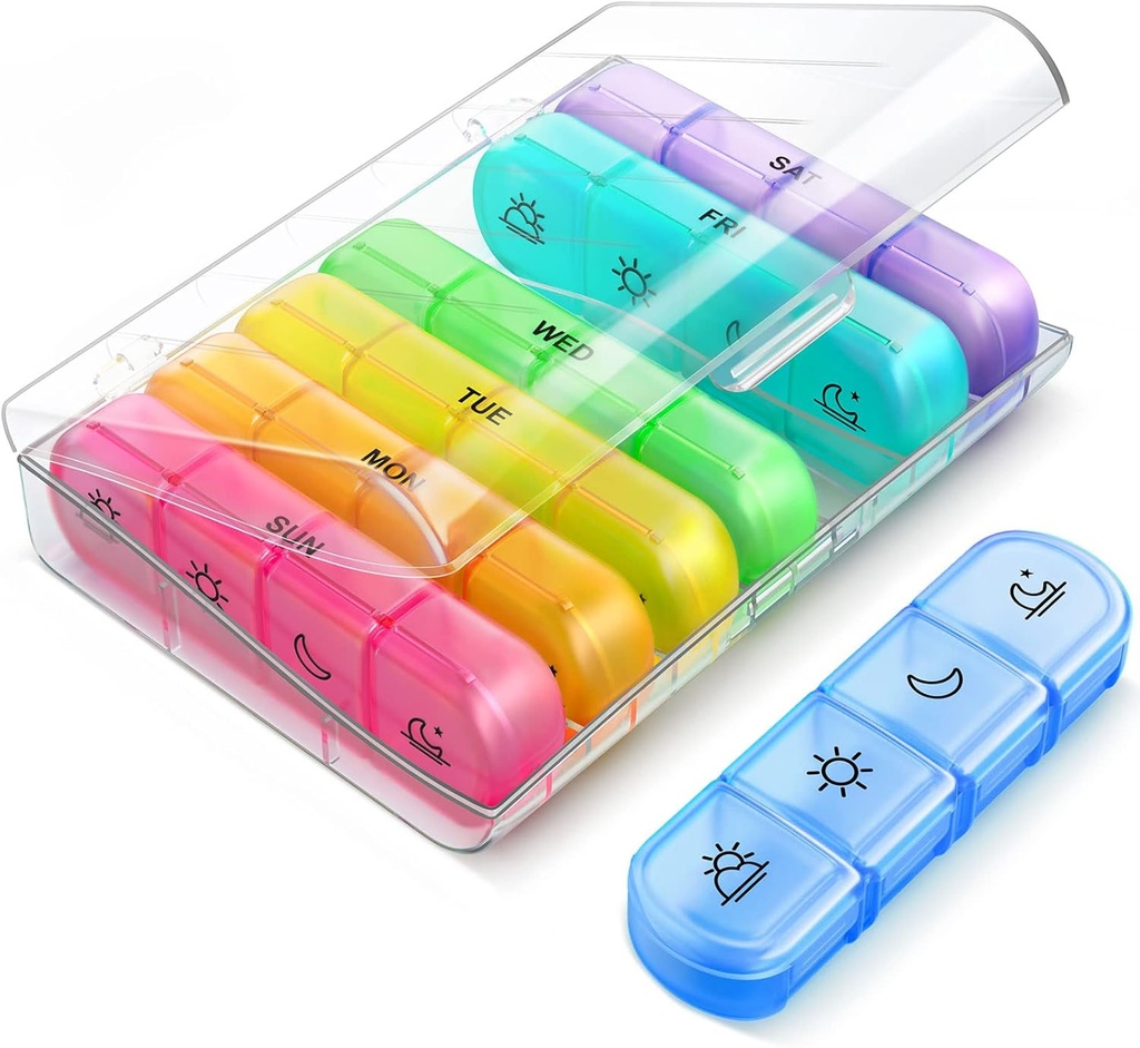 Wöchentliche Pille Organizer 7 Tage 4 Mal am Tag, ZIKEE große tägliche Reise Pillen Box Fall für Pillen, Vitamine, Fischöle, Nahrungsergänzungen (Klar)