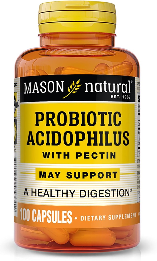 Mason Natural Acidophilus mit Pektin Kapseln, Verdauungshilfe - 100 Ea