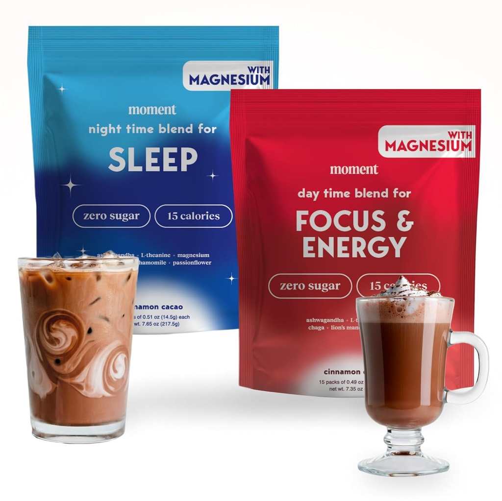 Trinken Sie Ihre Meditation Moment Schokolade Traum & Cacao Adaptogen Mushroom Bundle | Schlaf & Energie | 0 Zucker | Heiße Schokolade & Kaffee Alternative | Reishi, Ashwagandha, Lion's Mane, GABA | 30 Servierungen