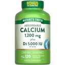 Nature's Truth Absorbable Calcium 1200 mg mit Vitamin D3 5000 IU | 120 Softgels | Calciumcarbonat | Non-GMO & Gluten Kostenlose Ergänzung