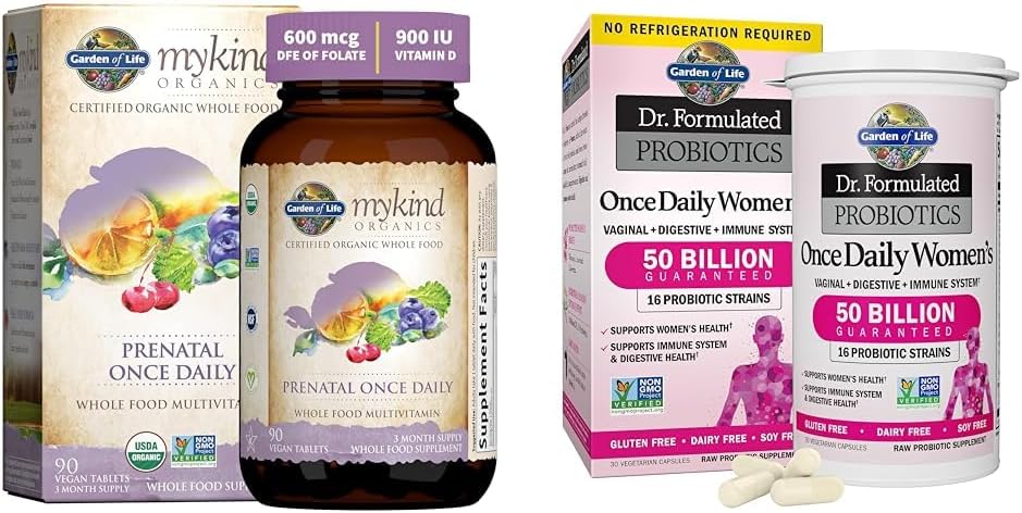 Garten des Lebens Bios Pränatales Vitamin: Folate for Energy & Healthy Fetal Development &, Dr. Formulierte Frauen Probiotika Einmal täglich, 16 Strains, 50 Billion, 30 Kapseln