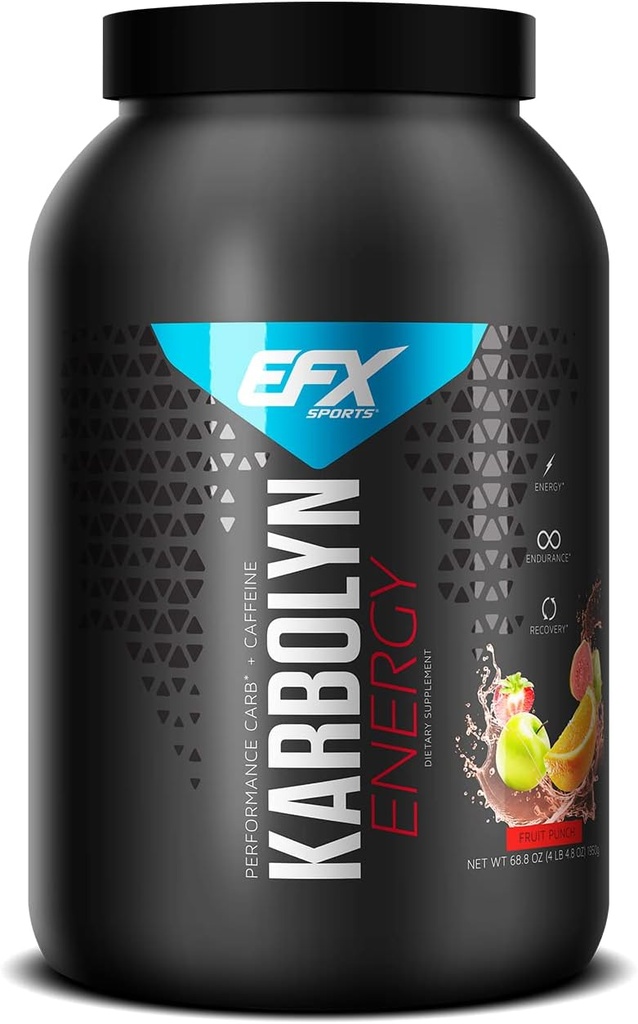 EFX Sports Karbolyn Energy | Performance Kohlenhydrat Pulver + Koffein | Carb Load & Energize | 250mg Koffein | Zucker Free | 36 Serviers (Fruit Punch)