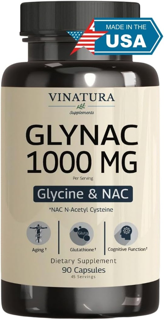 VINATURA GLYNAC Supplement 1000MG - Glycine & NAC Supplement - 90 Kapseln