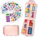 Pill Organizer mit Medizin Etiketten 161 Etiketten Travel Daily Pill Container Mini Medication Organizer Aufbewahrung Pill Organizer Reisen Essentials Pill Case 7 Day (Pink, 1 Pack)