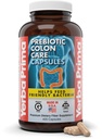 Yerba Prima Prebiotic Colon Care Capsules, 400 Caps - Fünf Formen von Fiber Plus FOS Pre-Biotics - Nahrungsergänzungsmittel - Gesunde lösliche & unlösliche Fasern für Regularität & Verdauungsunterstützung