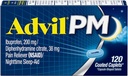 Advil PM (120 Count) Schmerzlinderung/Nachtzeit Schlafhilfe beschichtetes Caplet, 200mg Ibuprofen, 38mg Diphenhydramin (Pack von 2)