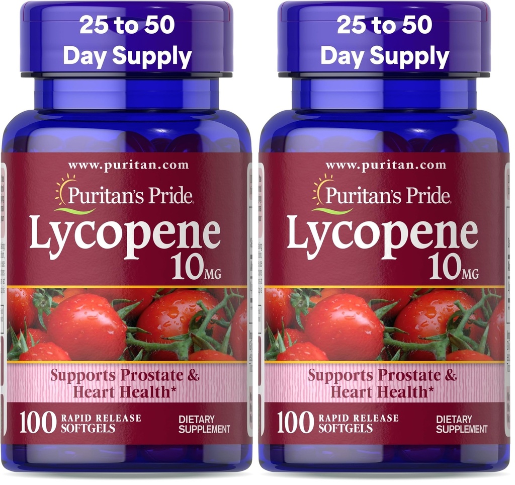 Puritan's Pride Lycopin, Ergänzung für Prostata und Herzgesundheitsunterstützung* 10 Mg Softgels, 100 Count (Pack von 2)