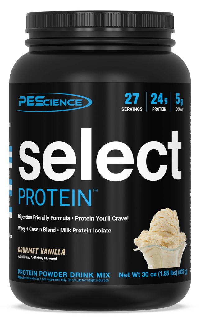 PEScience Select Protein Powder, Whey and Casein Blend, Clean Protein Powder for Women and Men, Low Calorie, Low Carb, Keto Friendly, Gluten Free - Gourmet Vanilla - 27 Servivings