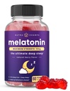 NutraChamps Mélatonine Gommies pour adultes, Vitamines d'aide au sommeil extra-forte, 5mg ou 10mg Dose, supplément naturel aux fraises végétaliennes pour mieux dormir, cycles de sommeil sains, 60 Gommies