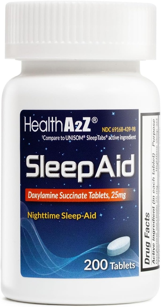 HealthA2Z® Schlafhilfe | Doxylamine Succinate 25mg | (200 Zähler (Pack von 1))