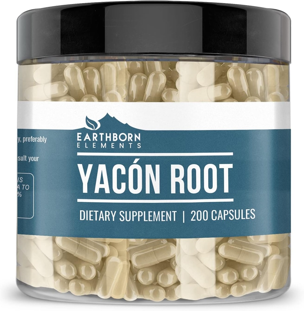 Earthborn Elements Yacon Root (200 Kapseln), Rein und unverdünnt, keine Zusatzstoffe