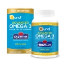 Qunol Advanced Omega 3 Krill und Fish Oil Complex, 10x Bessere Bioverfügbarkeit, Eine Pille Dose, 250mg EPA & DHA, unterstützt Gehirn, Auge, Herz und Gelenke Gesundheit, 60 Zähler (Pack von 1)
