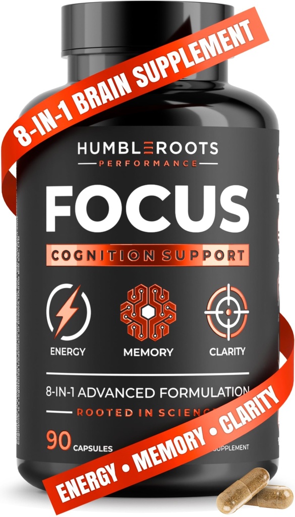 Advanced Focus Supplement Nootropic Brain Supplements für Gedächtnis und Fokus | Löwenmähne, Koffein, L-Theanin und 5 zusätzliche natürliche Inhaltsstoffe zur Verbesserung der kognitiven Gesundheit und Energie (90 Kapseln)