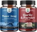 Bundle of Water Away Fluid Retention mit Dandelion Blatt Extrakt & Grüner Tee für Bloating Relief und konzentrierte Odorless Knoblauch Softgels - Parsley Extract & Aged Knoblauch Ergänzungen für Gut-Unterstützung