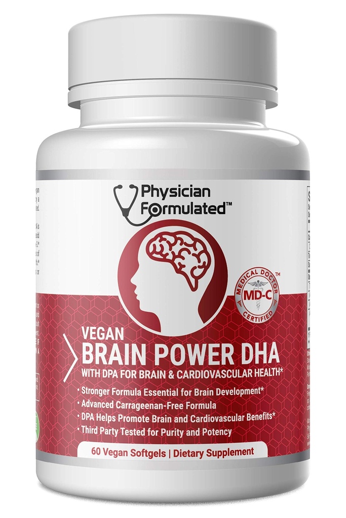 Vegan DHA für Brain und Prenatal 100% Algen basiert Omega 3 essentielle Fettsäuren mit NO Carrageenan, NO Gemüseöl Plus 2500mcg Astaxanthin