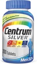 Multivitamine d'argent centrum pour hommes 50 Plus, supplément multivitamine/multiminérale avec vitamine D3, vitamine B et zinc, sans gluten, ingrédients non OGM - 200 Compte