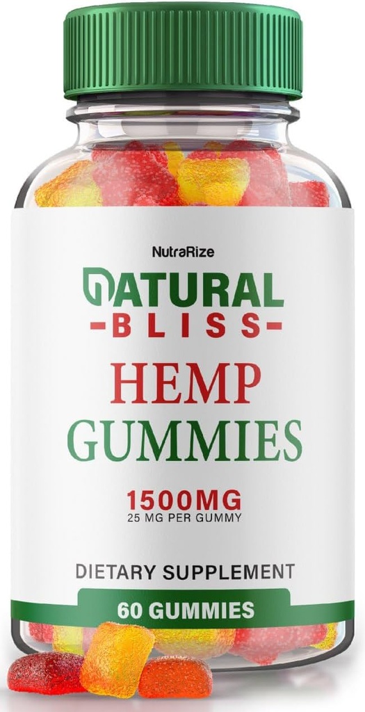 NutraRize Natürliche Bliss-Gummien, Hanf-Ergänzung für Stille, Ein täglicher Genuss von Entspannung und Fokus, Bewertungen (60 Gummi)