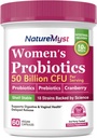 Femmes Probiotiques, 50 milliards UFC, 18 souches pour les femmes, plus prébiotique et canneberge, soutien digestif, vaginal et urinaire santé, plateau stable, 60 capsules véganes à libération retardée