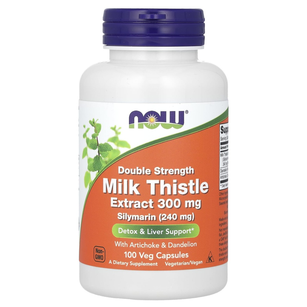 Nourriture - Chardon de lait silymarin avec artichaut et dandelion à double dosage 300 mg - 100 capsules végétales