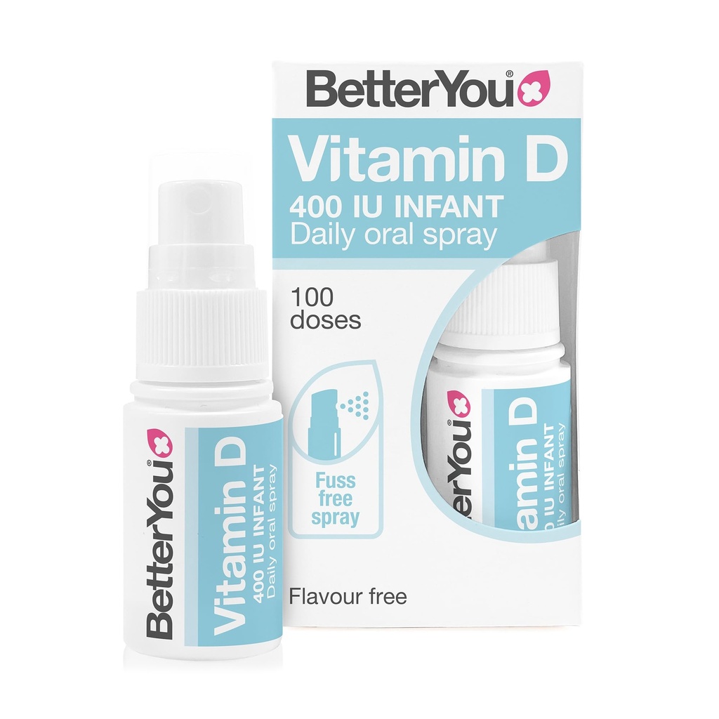 BetterYou D400 Vaporisateur oral de vitamine D pour nourrissons - Solution pratique pour les comprimés - spécialement conçue pour les enfants de moins de 3 ans - Formulation simple et pure - Vital pour le développement des enfants - 0,5 oz