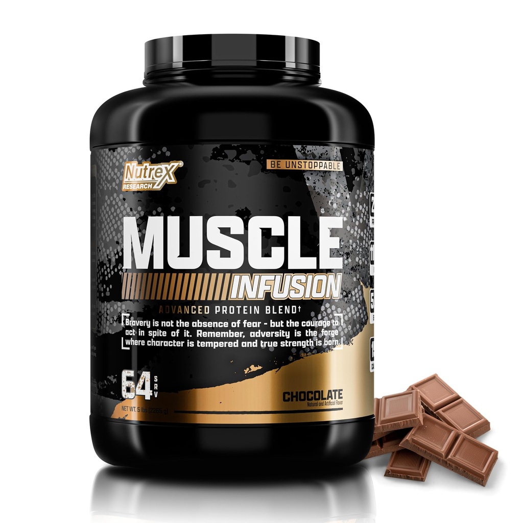 Nutrex Research Whey Protein Powder, Chocolate Muscle Infusion Whey Isolate w/EAA & Hi BCAA für Muskelaufbau - 5 Pfund - Muskelaufbau für Männer & Frauen, Sporternährung, Köstlicher Geschmack & Textur