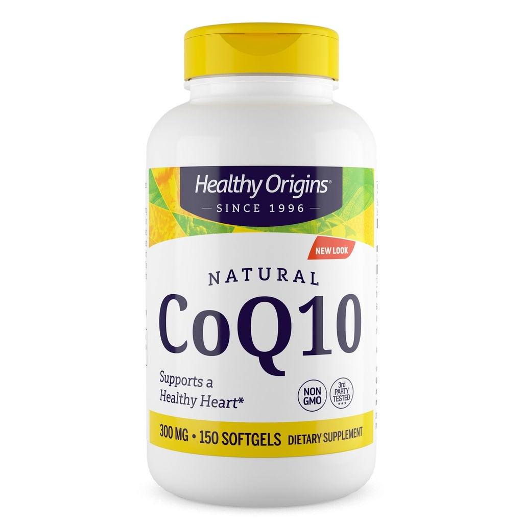 Healthy Origins® CoQ10 300 mg – Ubiquinone trans-isomère naturelle – levure fermentée, soutient la santé cardiaque et l'énergie cellulaire – non-OGM 150 Softgels